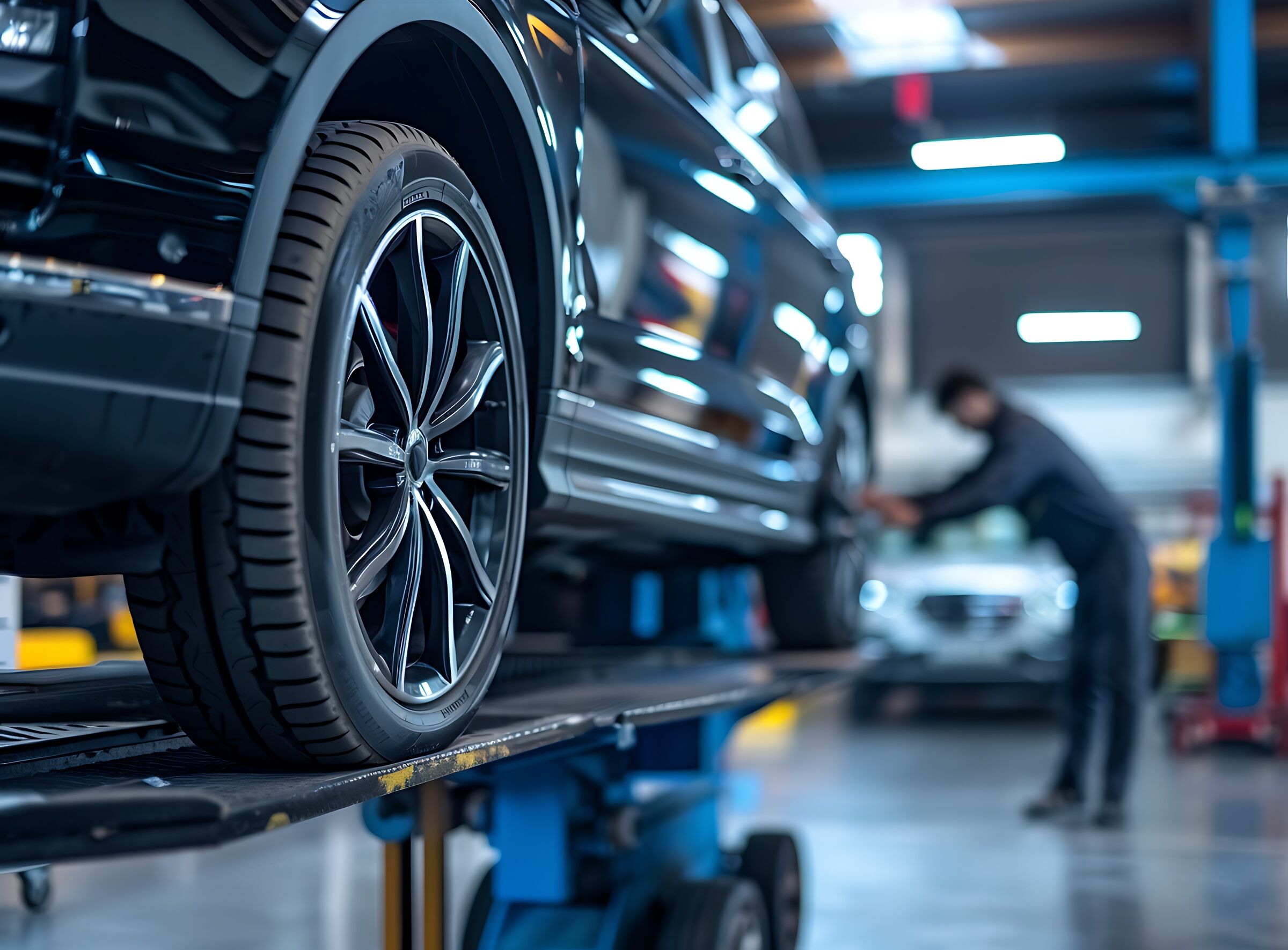 Mechanic Changing the Tires of an Suv