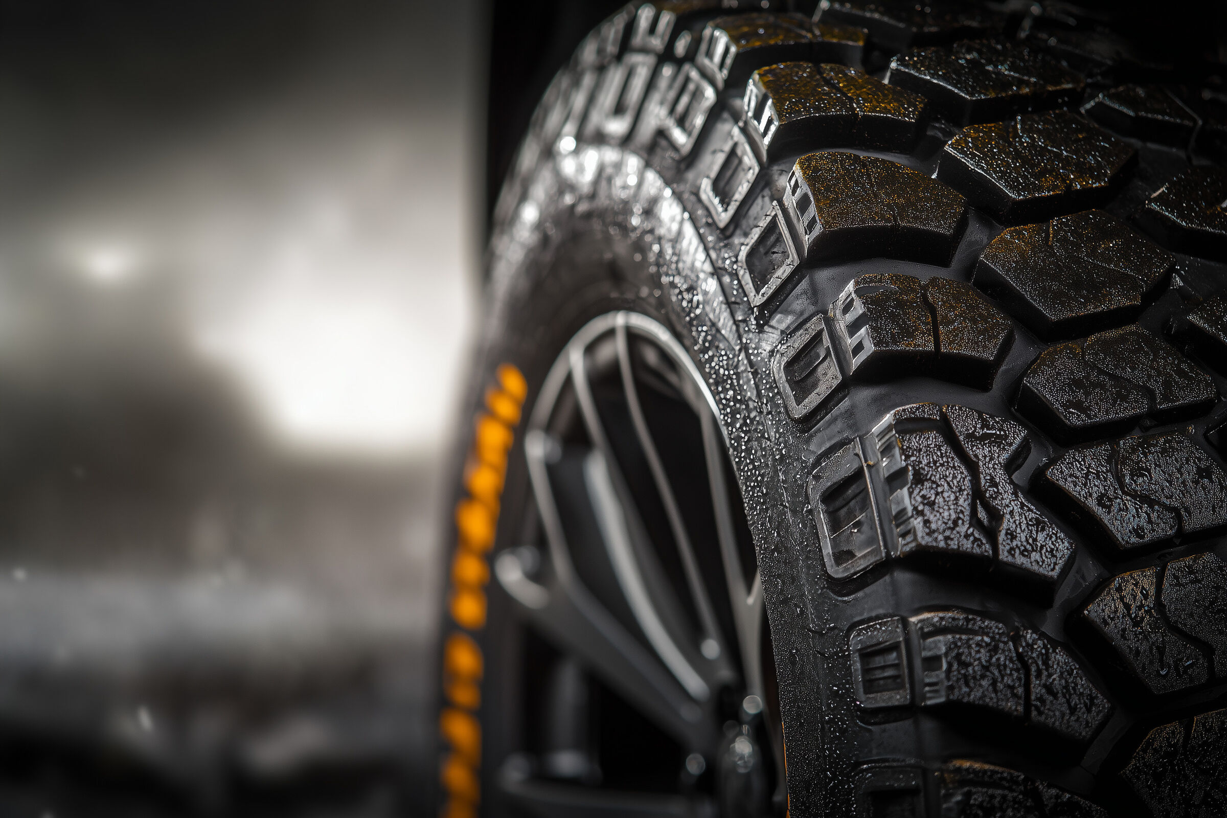 Off Road Car Wheel Thread in Close Up