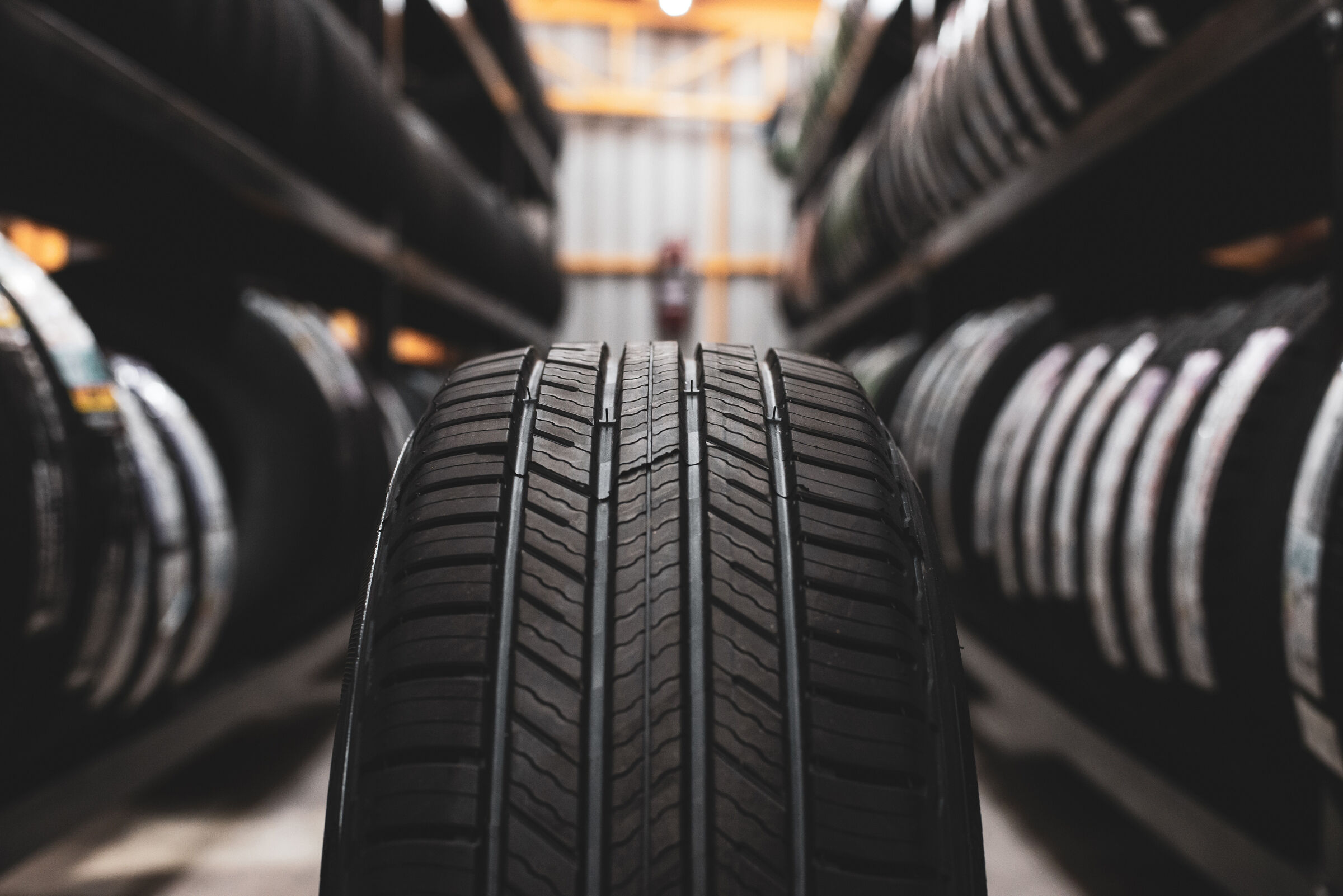 Tyre in an Aisle of Tyres